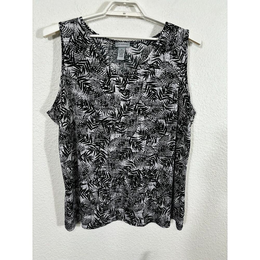 Catherines Tank Top Womens Plus‎ 2X Multicolor Floral Sleeveless Polyester Blend